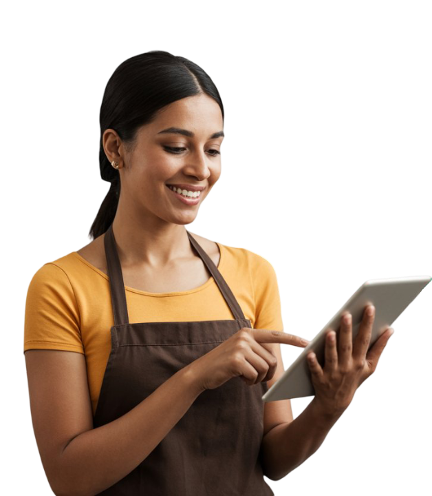 Happy customer using the app